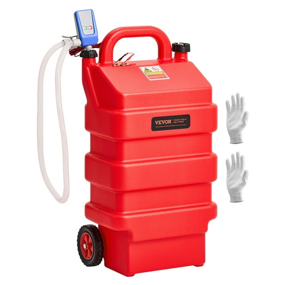 VEVOR Fuel Caddy, 16 Gallon, Portable Fuel Tank with 12V DC 2.5 GPM Electric Fuel Transfer Pump, 4 ft Delivery Hose & Auto-Stop Sensor Nozzle, Tank Adapters, Suitable for Diesel & Gasoline, Red