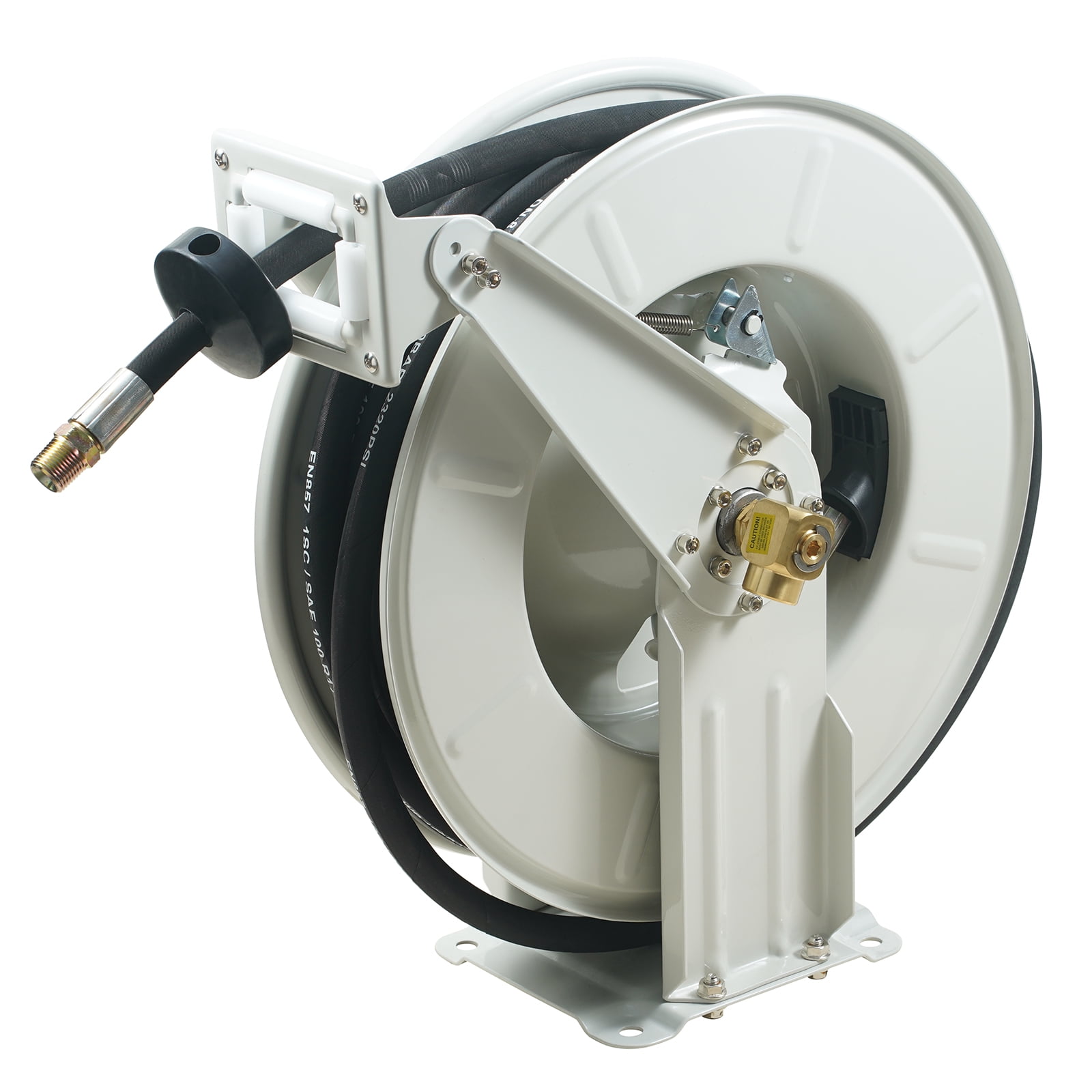 VEVOR Fuel Hose Reel, 1/4" x 50', Extra Long Retractable Grease Hose Reel, Spring Driven Auto Swivel Rewind, Heavy-Duty Carbon Steel Construction with Hose for Auto Repair, Heavy Industries, 5800 PSI