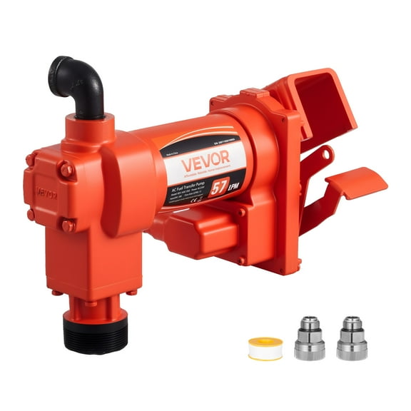 VEVOR Fuel Transfer Pump 110V, 15 GPM 57 L/min, AC Electric Oil Transfer Pump, 8 ft/2.4 m Max Suction Lift,37 ft/11.28 m Max Lift,Overheat Protection,for Gasoline Diesel Kerosene Biodiesel Ethanol