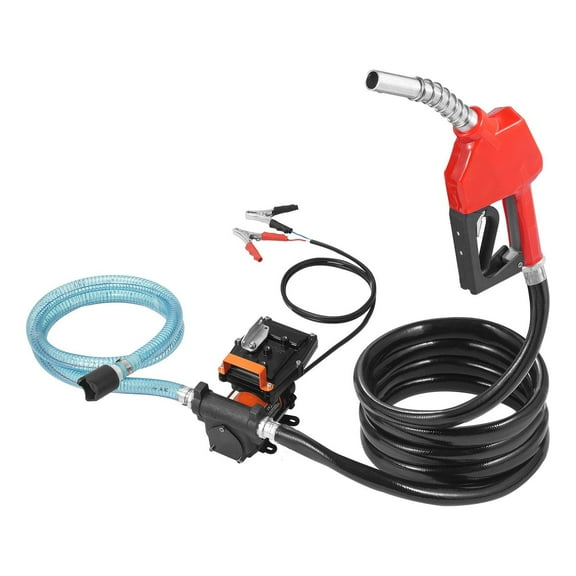 VEVOR Fuel Transfer Pump, 12V DC 15 GPM 1/4 HP, Portable Electric Diesel Transfer Pump with Auto Shut-Off Fuel Nozzle, Long Inlet & Outlet Hose for Gasoline, Diesel, Kerosene, Methanol Blends