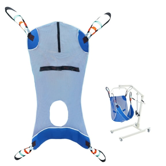VEVOR Full Body Patient Lift Sling & Commode Opening, Patient Lift Medical Sling for Safe Bathing, Toileting, Polyester Patient Aid Commode Sling for Elderly Disabled Bedridden, 600LBS (Large Size)