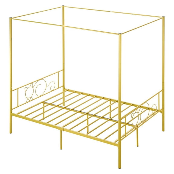 VEVOR Full Size Canopy Bed Frame Metal Canopy Bed with Headboard & Four Posters
