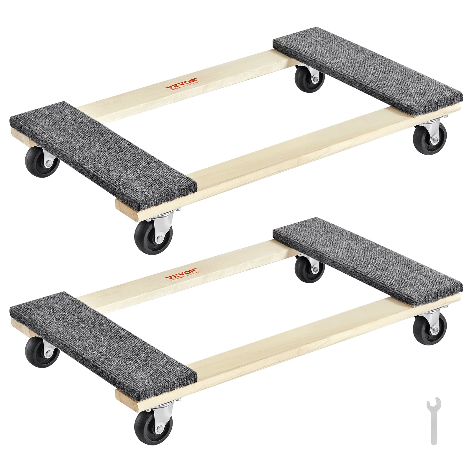 VEVOR Furniture Dolly, 1000 lbs Each Load Capacity,2 Packs, 18" x 30", 8 x 3" PP Swivel Casters,Heavy Duty Hardwood Furniture Moving Dolly,Mover's Dolly, Moving Cart with Wheels for Heavy Furniture
