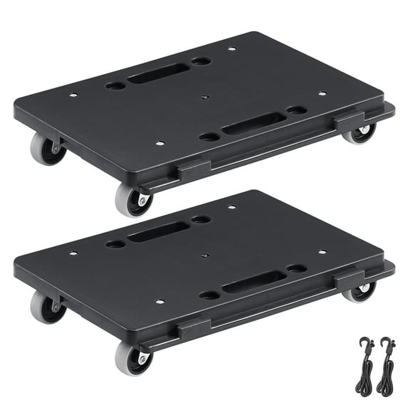 VEVOR Furniture Dolly,500 lbs Capacity Each Count, Furniture Mover with Wheels, Portable Moving Rollers 4 Wheels Heavy Duty, Small Flat Dolly Cart with Interlocking for Heavy Furniture, 2 Pack, Black
