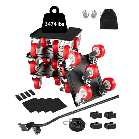 VEVOR Furniture Dolly, Maximum Load 3474 lbs, Heavy Duty Furniture Movers with 5 360° Rotation Wheels, Carbon Steel Panel, Furniture Lift Slider Tool Set for Appliances,Sofa,Fridge,Washing Machine
