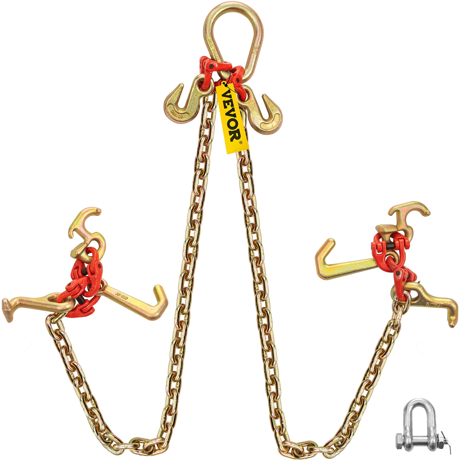 VEVOR G80 VChain Bridle w/ RTJ Cluster Hooks and Grab Hook, 2' Legs