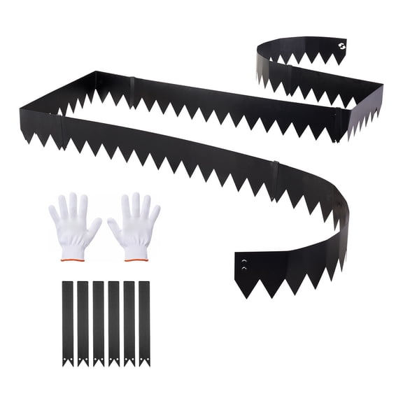 VEVOR Galvanized Steel Landscape Edging, 6-Pack 40 x 6 Inch Metal Edging for Landscaping with 6 Mounting Clips, Bendable Metal Garden Edge Border for Flower Bed, Yard Pathway, Black