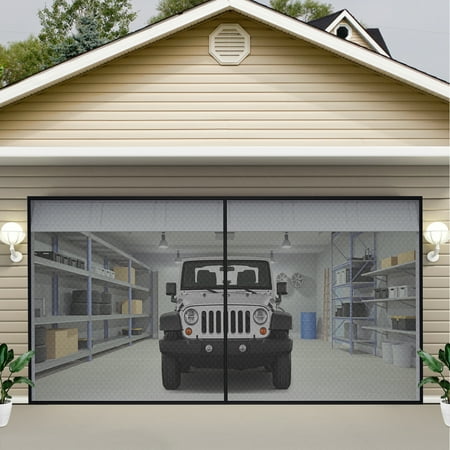 product image of VEVOR Garage Door Screen, 18 x 7 ft for 2 Cars, 5.8 lbs Heavy-Duty Fiberglass Mesh for Quick Entry with Self Sealing Magnet and Weighted Bottom, Magnetic Screen Door for Mosquito