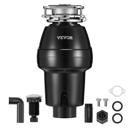 VEVOR Garbage Disposal, 1/2 HP 3450RPM Continuous Feed Food Waste Disposer, 3-Bolt Mount Food Waste Grinding System with Sound Reduction, Power Cord & Splash Guard for Kitchen Sinks