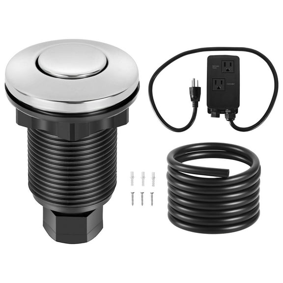 VEVOR Garbage Disposal Air Switch Kit, Dual Outlet Sink Top Air Switch for Food Waste Disposal, 2.5-inch Chrome-Plated Stainless Steel ON/OFF Air Push Button, Suitable for Stainless Steel Countertops