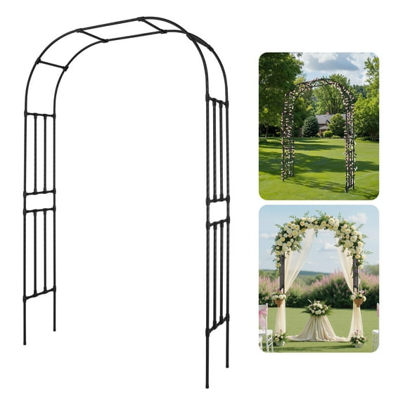 VEVOR Garden Arbor, 94.5 (H) x 59 (W) x 15.8 (D) in Metal Archway, Sturdy Outdoor Trellis Arch with Stakes, Easy to Assemble, Pergola Arbor for Plant Climbing Yard Lawn Wedding Party Decoration