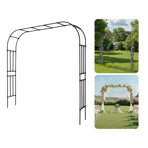 VEVOR Garden Arbor, 94.5 (H) x 98.5 (W) x 15.8 (D) in Metal Archway, Sturdy Outdoor Trellis Arch with Stakes, Easy to Assemble, Pergola Arbor for Plant Climbing Yard Lawn Wedding Party Decoration