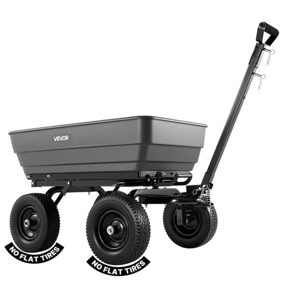 VEVOR Garden Dump Cart, 1200 lbs Poly Dump Cart, 6 Cu. Ft. Garden Carts Dumps Wagon with 2-in-1 Convertible Handle, 90 Quick-Dumps Mechanism, 180 Swivel Wheels, Yard Wagon for Plants, Soil, Crops