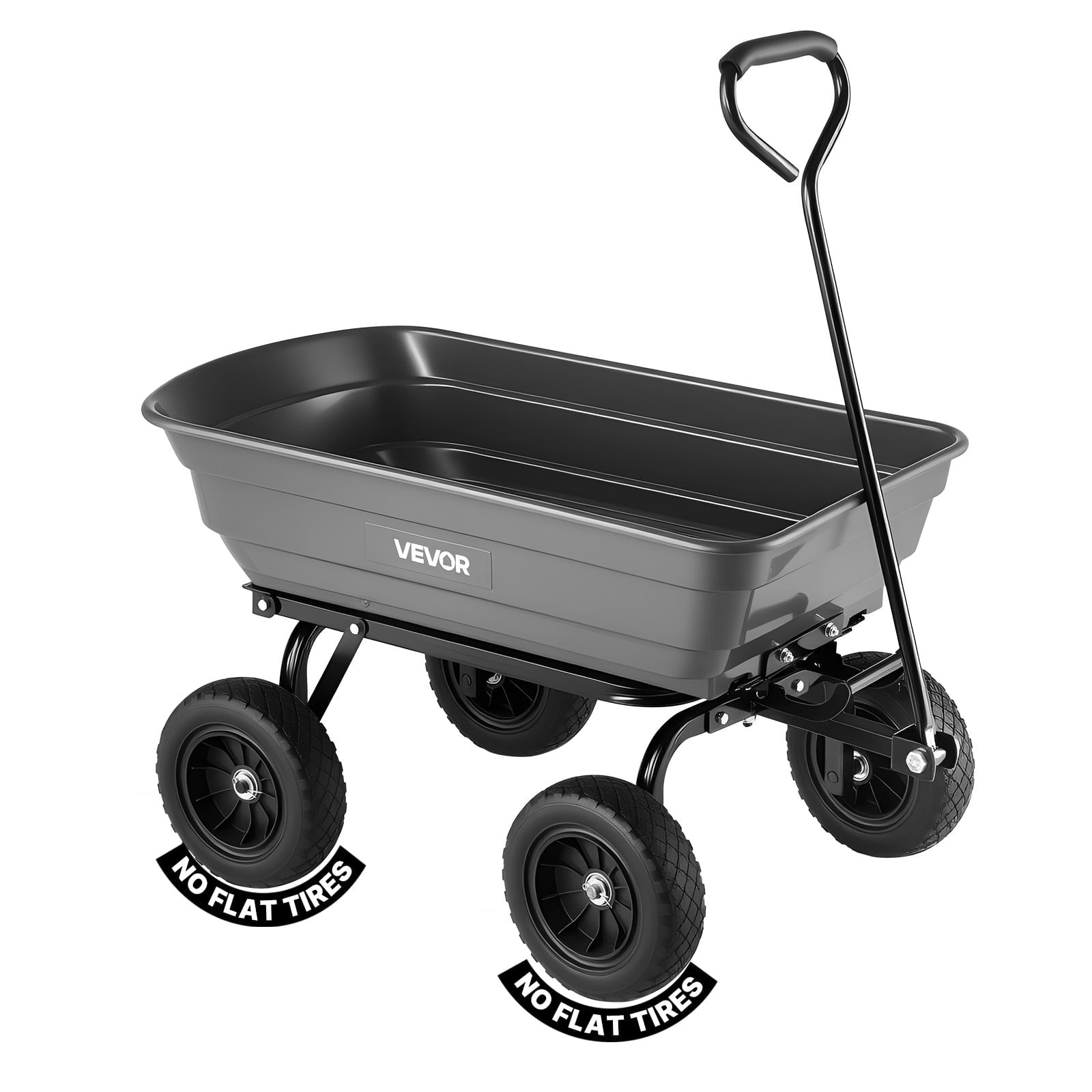 VEVOR Garden Dump Cart, 600 lbs Poly Dump Cart, Garden Carts Dumps Wagon with 90° Quick-Dumps Mechanism, 180° Swivel Wheels, 270° Flexible Rotating Bearings, Yard Wagon for Plants, Soil, Crops