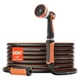 thumbnail image 1 of VEVOR Garden Hose, 200 ft 5/8" Heavy Duty Rubber Water Hose with 10 Mode Nozzle, 150PSI Working & 600PSI Burst, Flexible & Non-kink Outdoor Waterhose with 3/4" Fitting, Lightweight Hoses, 1 of 9