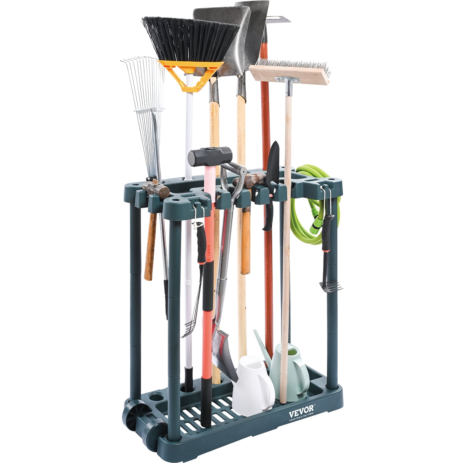 VEVOR Garden Tool Organizer,10 Slots, Yard Tool Tower Rack for Garage Organization and Storage, Hold Long-Handled Tool/Rake/Broom/Shovel, PP Garden Tool Stand Holder Organizer for Yard, Shed, Outdoor