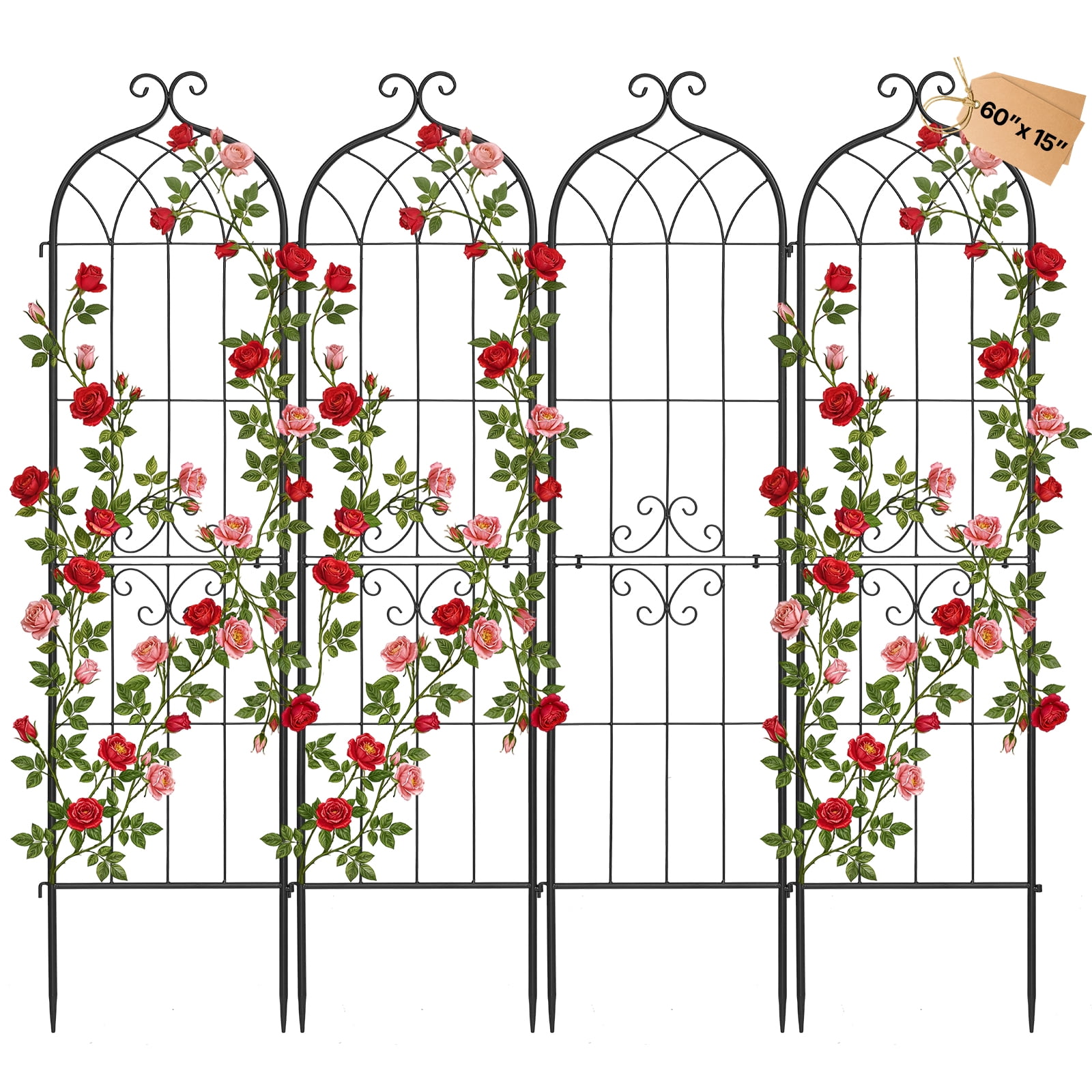 Trellis Clips For Roses VEVOR Garden Trellis, 60 x 15 inch Rose Trellis, 4 Packs Garden Flower ...