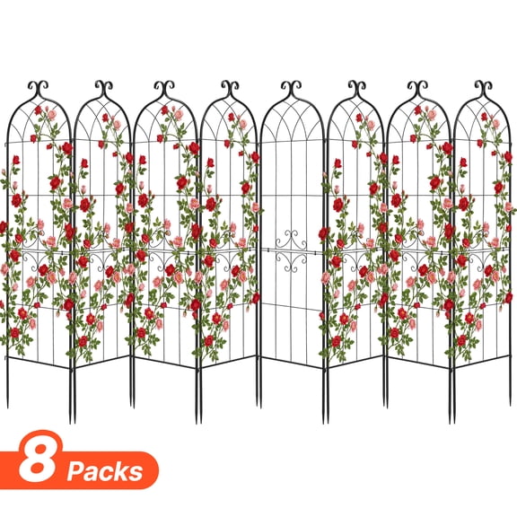 VEVOR Garden Trellis, 71 x 20 inch Rose Trellis, 8 Packs Garden Flower Rose Trellises with Powder-Coated Finish & Convenient Locking Design, Plant Support Trellises for Flowers, Vegetables, Roses