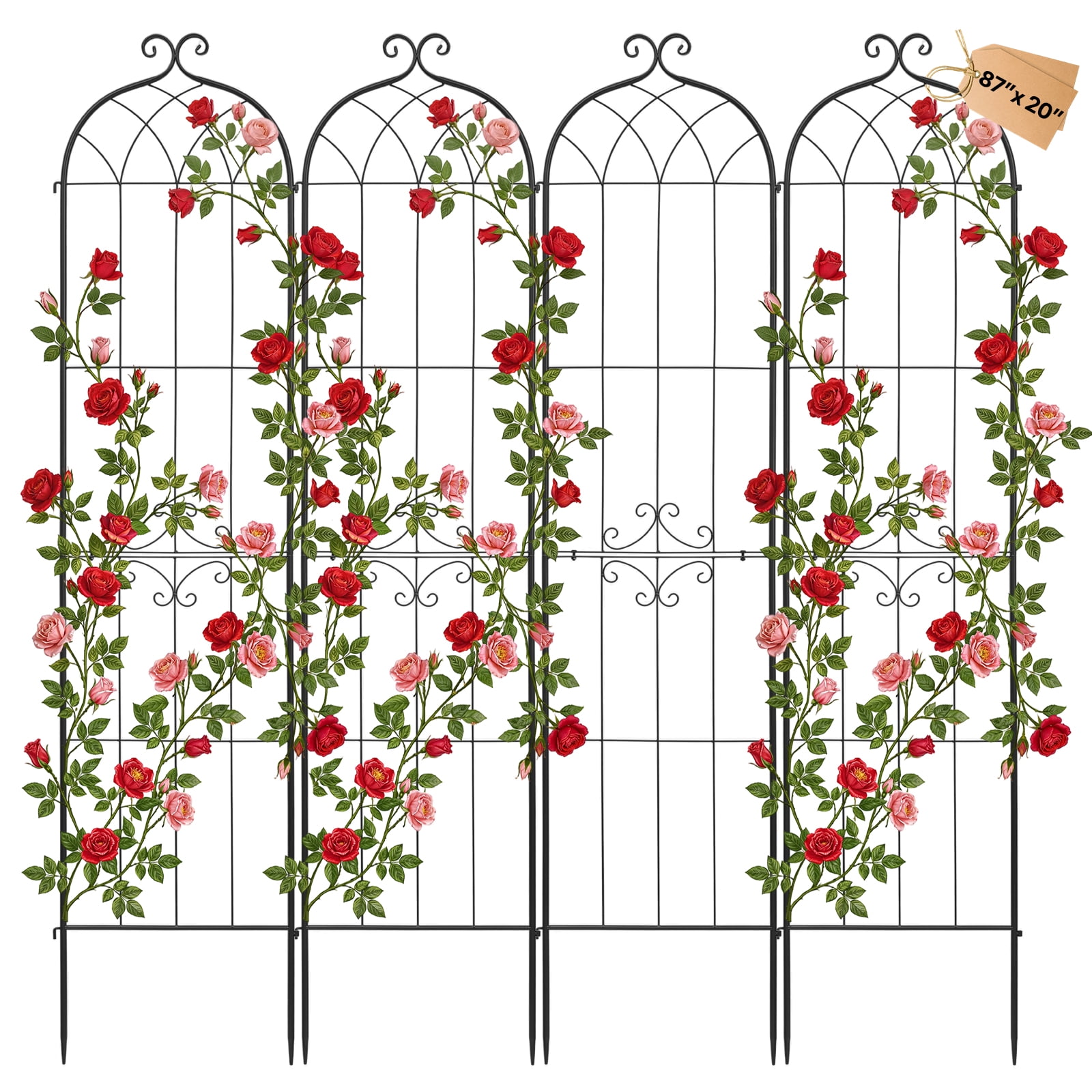 Trellis Clips For Roses VEVOR Garden Trellis, 87 x 20 inch Rose Trellis, 4 Packs Garden Flower ...