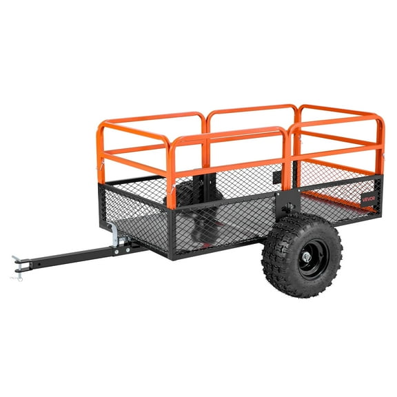 VEVOR Garden Utility Trailer, 28 Cu. ft & 1800lbs, Tow Behind Steel Dump Cart with Removable Rear Panel, Yard Trailers for ATV, UTV