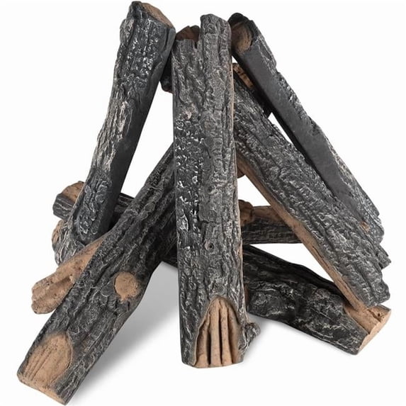 VEVOR Gas Fireplace Logs, Large Ceramic Logs for Fireplace Decorative,Indoor or Outdoor 8 Pcs - Black