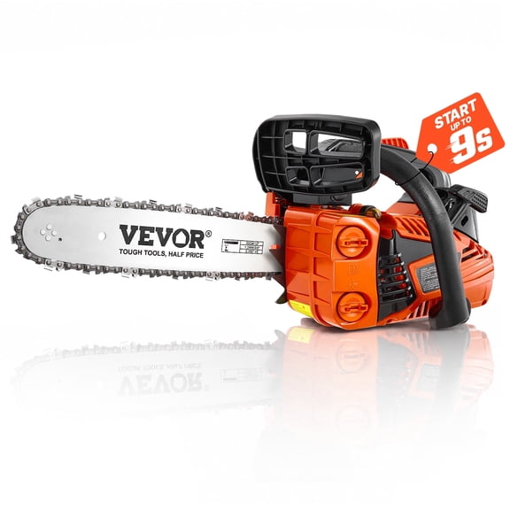 VEVOR 25cc Gas Powered Chainsaw 12in, 1HP 2 Stroke Engine Gas Chainsaw for Wood Cutting, Tree Trimming & Land Clearing, Throttle-Synced Choke, Chainsaw with Non-Slip Handle & Dual Tanks
