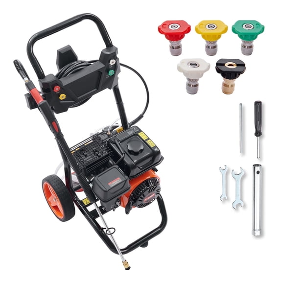 VEVOR Gas Pressure Washer, 3600 PSI 2.6 GPM, Gas Powered Pressure Washer with Copper Pump, Spray Gun and Extension Wand, 5 Quick Connect Nozzles, for Cleaning Cars, Homes, Driveways, Patios