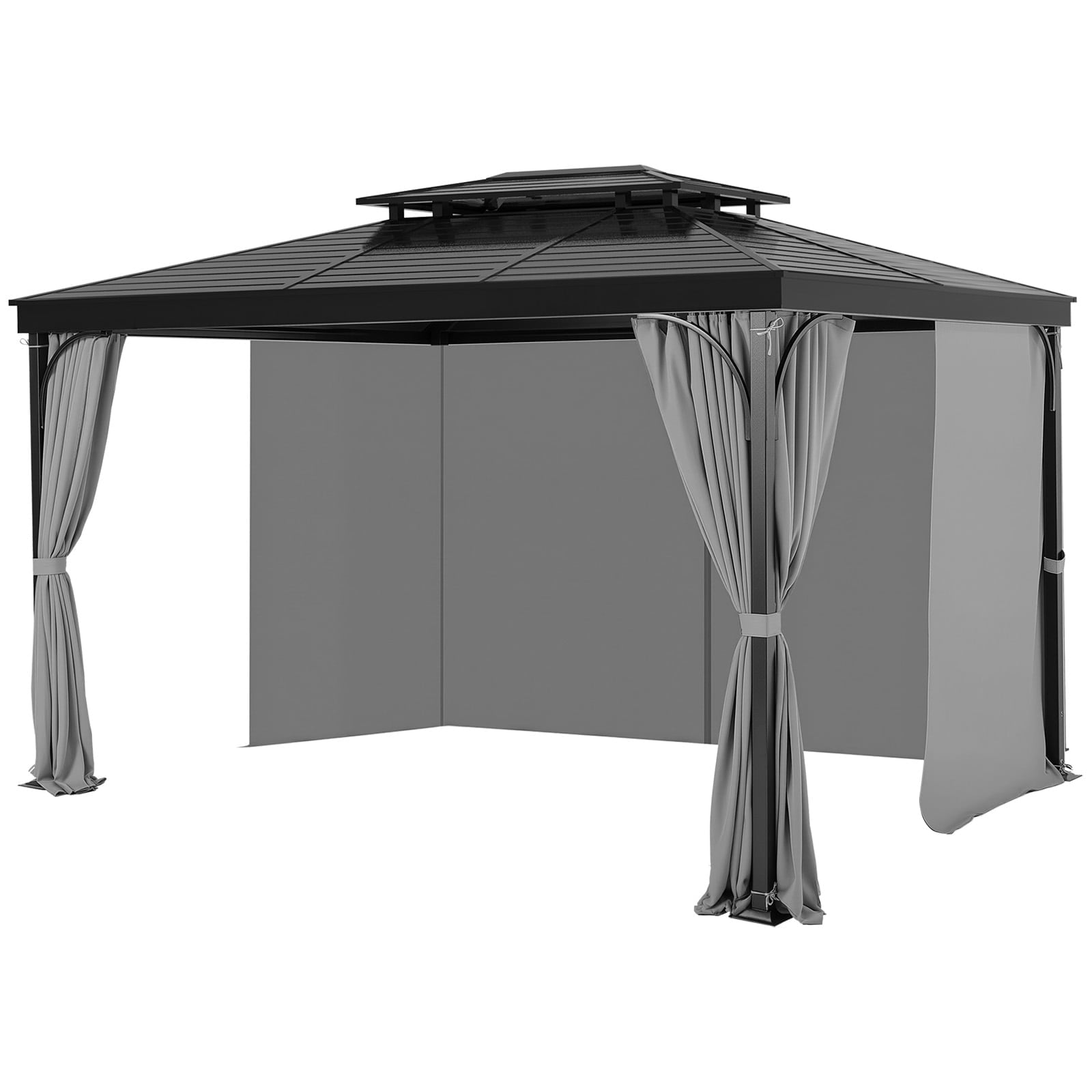 VEVOR Gazebo Curtains Outdoor, 12' x 10' x 6.7' Gazebos, 4-Panel Sidewall Gazebo Privacy Curtains with Zippers, Outdoor Curtain Replacement for Patio Canopy, Only Curtain, Gray