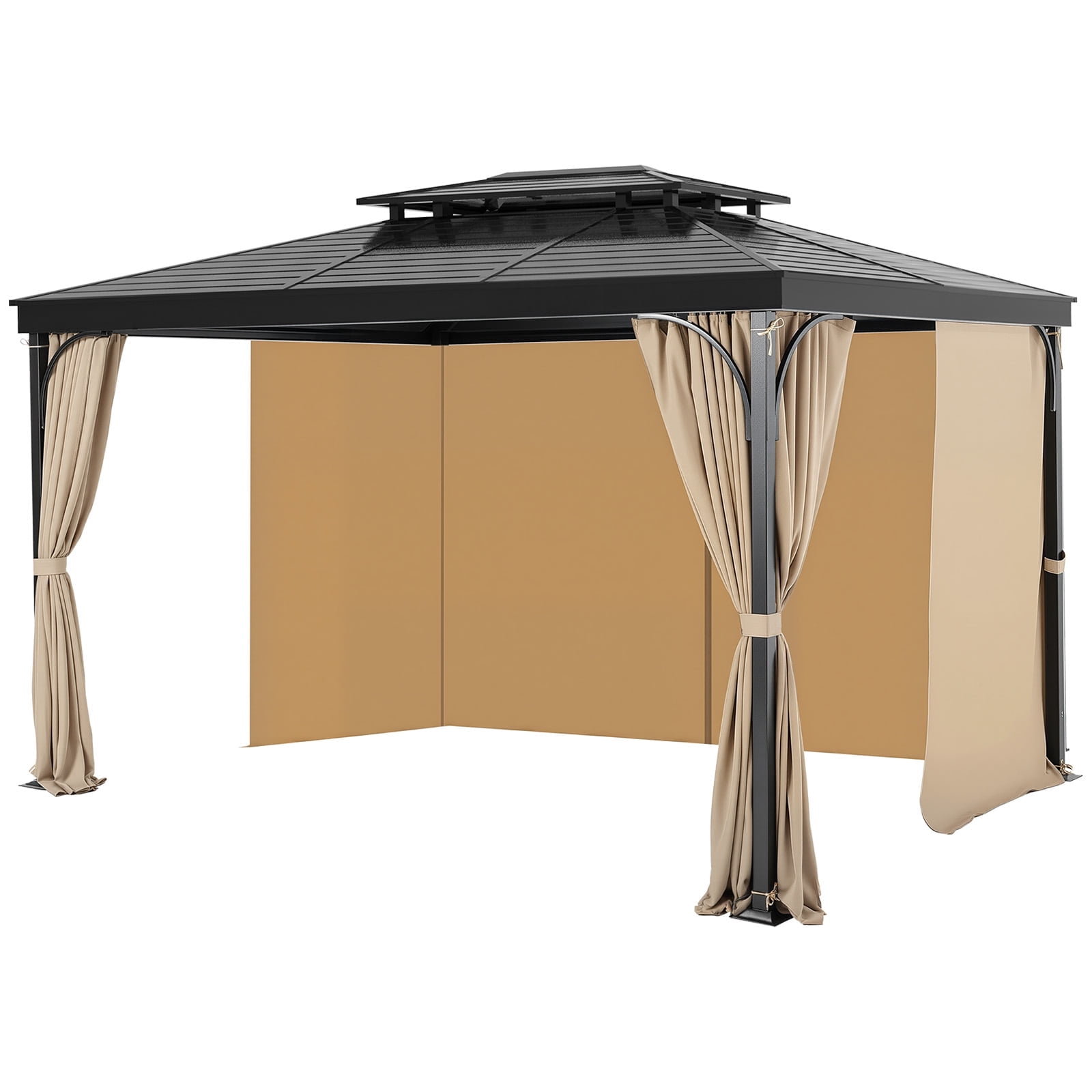 VEVOR Gazebo Curtains Outdoor, Fit Most 10' x 10' x 6.7' Gazebos, with Zippers, Outdoor Curtain Replacement for Patio Canopy, Only Curtain, Khaki