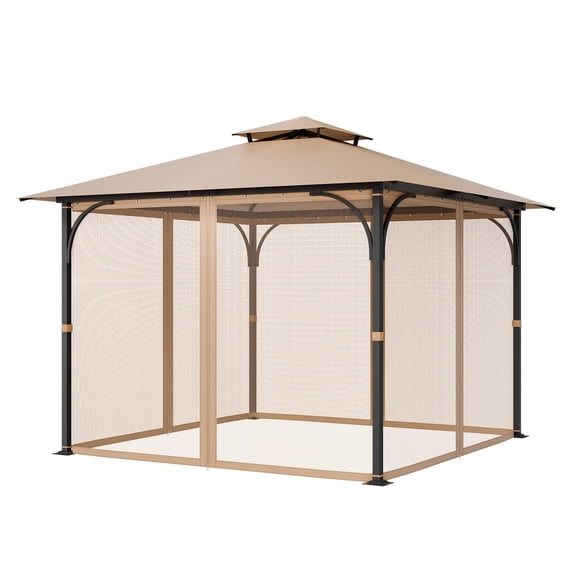 VEVOR Gazebo Netting Replacement, Fit Most 10 x 10 x 7 FT Gazebo Curtain, Outdoor Garden Net, 4-Panel Sidewall Mesh Net, Patio Midge Netting with Double Zipper, Canopy Screen (Netting Only)