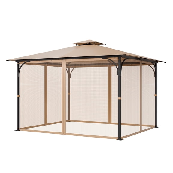 VEVOR Gazebo Netting Replacement, Fit Most 10 x 12 x 7.3 FT Gazebo,Outdoor Garden Gazebo Net,4-Panel Sidewall Mesh Gazebo Curtain, Patio Midge Netting with Double Zipper,Canopy Screen (Netting Only)