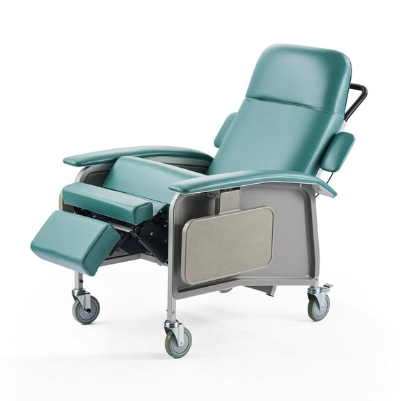 VEVOR Geri Chair Recliner, 4-Position Reclining Geri Chair, Trendelenburg Medical Recliner Chair with 4 Wheels, Soft Padded Seat & 2 Trays for Hospital, Nursing Home, Geriatric Home Care