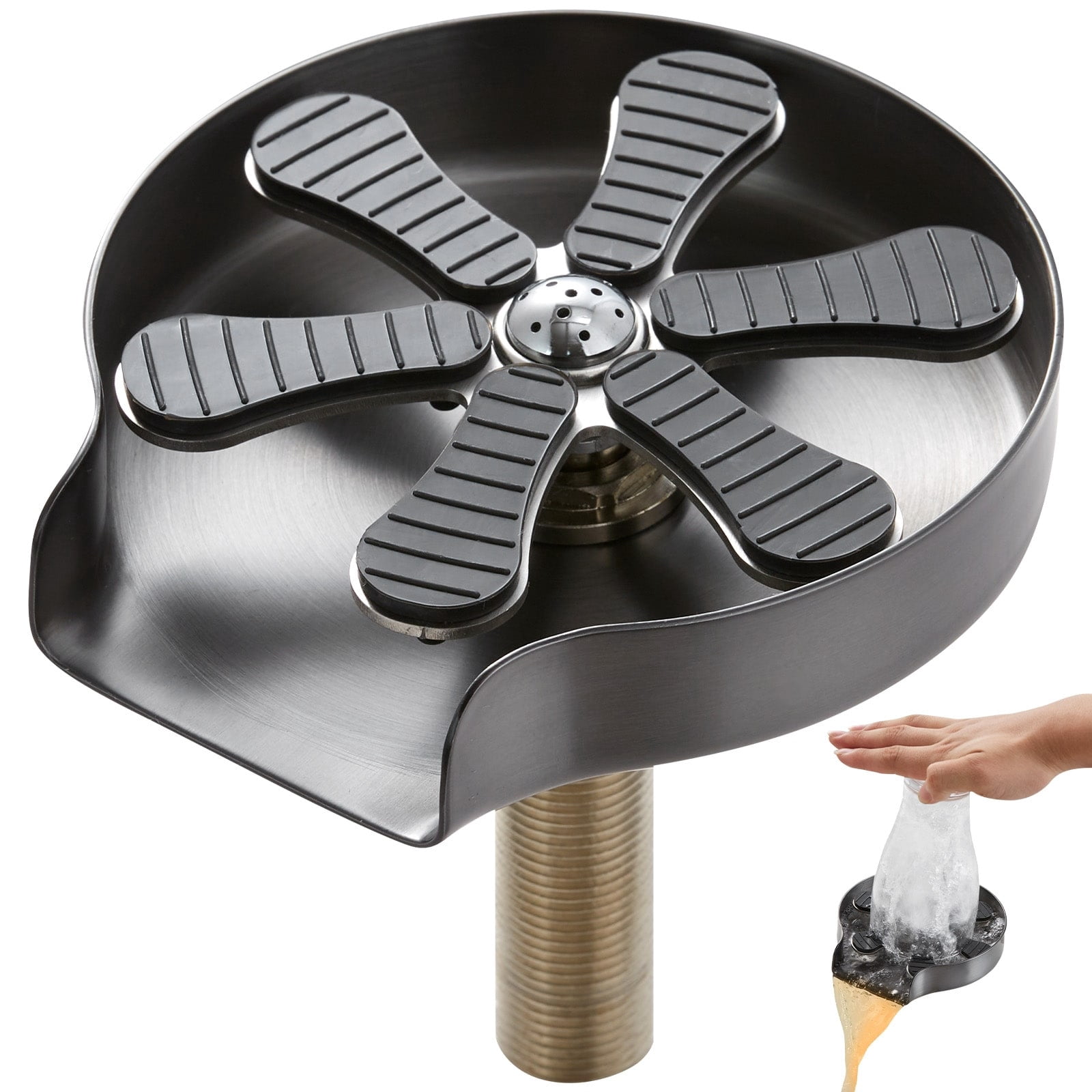 Jet Rinser VEVOR Glass Rinser 10-Jet 360° Rotating for Sink in Stainless Steel ...