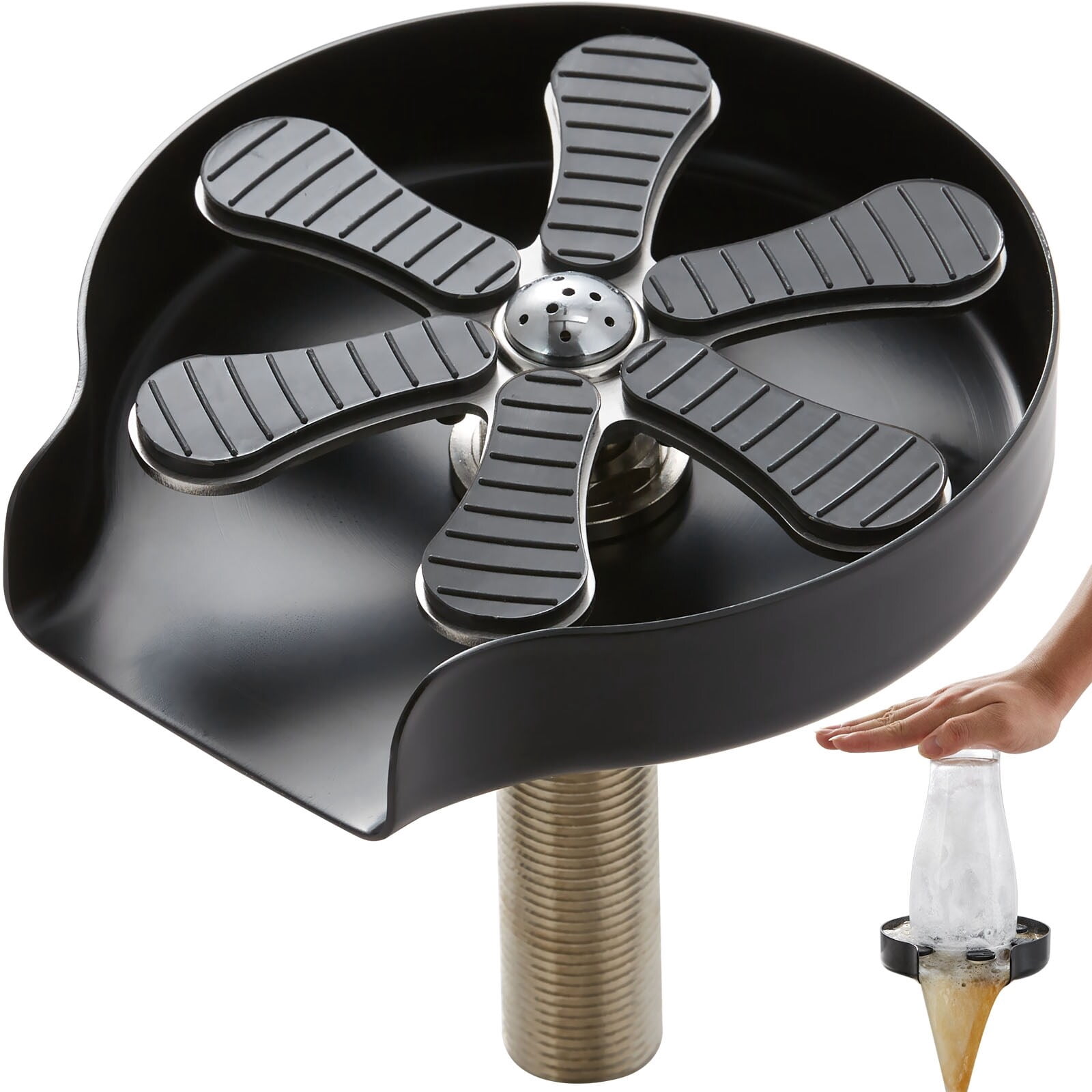 Jet Rinser VEVOR Glass Rinser 10-Jet 360° Rotating for Sink in Stainless Steel ...