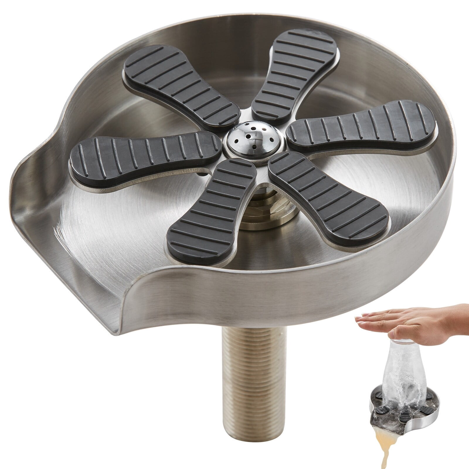 Jet Rinser VEVOR Glass Rinser 10-Jet 360° Rotating for Sink in Stainless Steel ...