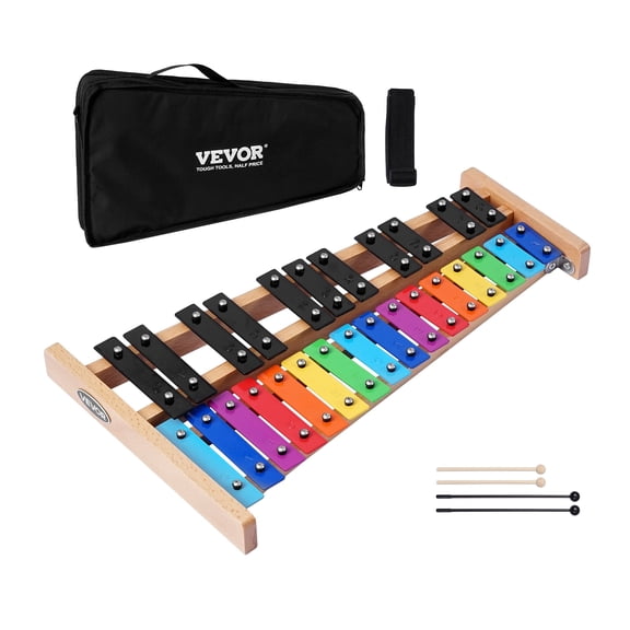 VEVOR Glockenspiel Xylophone,27 Notes, Professional Xylophone Percussion Instrument, with Colorful Metal Keys, Includes 4 Mallets, Carrying Bag, Beginner Musical Instrument Kit for Adults and Kids