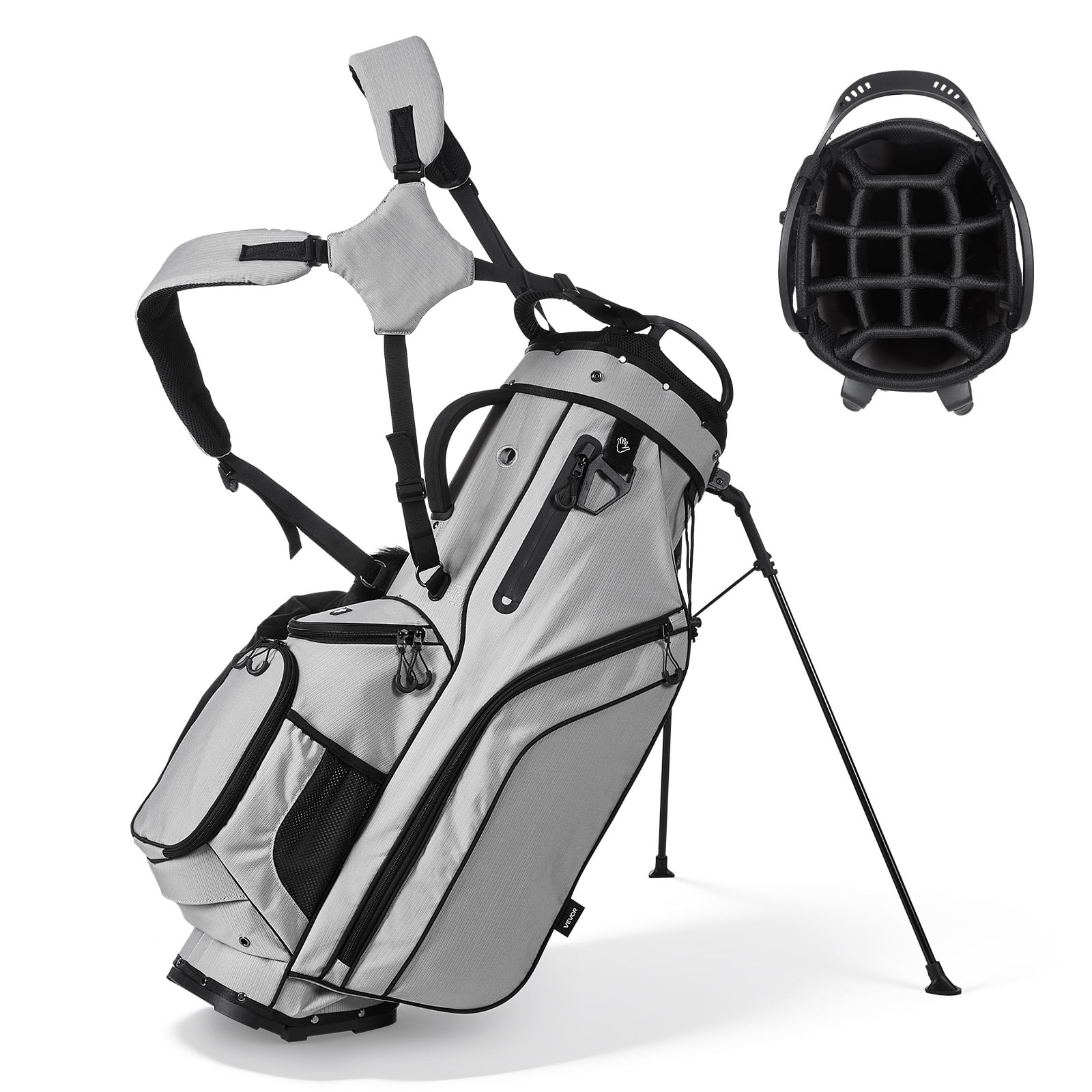 VEVOR Golf Cart Bag, 14 Way Top Divider Organizer, 2-in-1 Golf Club Bag with Full-length Divider, Dual Shoulder Straps, Support Legs, Rain Hood, Storage Pockets, Lightweight Polyester for Men & Women