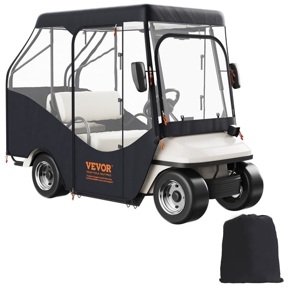VEVOR Golf Cart Enclosure, 600D Polyester Driving Enclosure with 4-Sided Transparent Windows, 4 Passenger Club Car Covers Universal Fits for Most Brand Carts, Sunproof Dustproof Outdoor Cart Cover