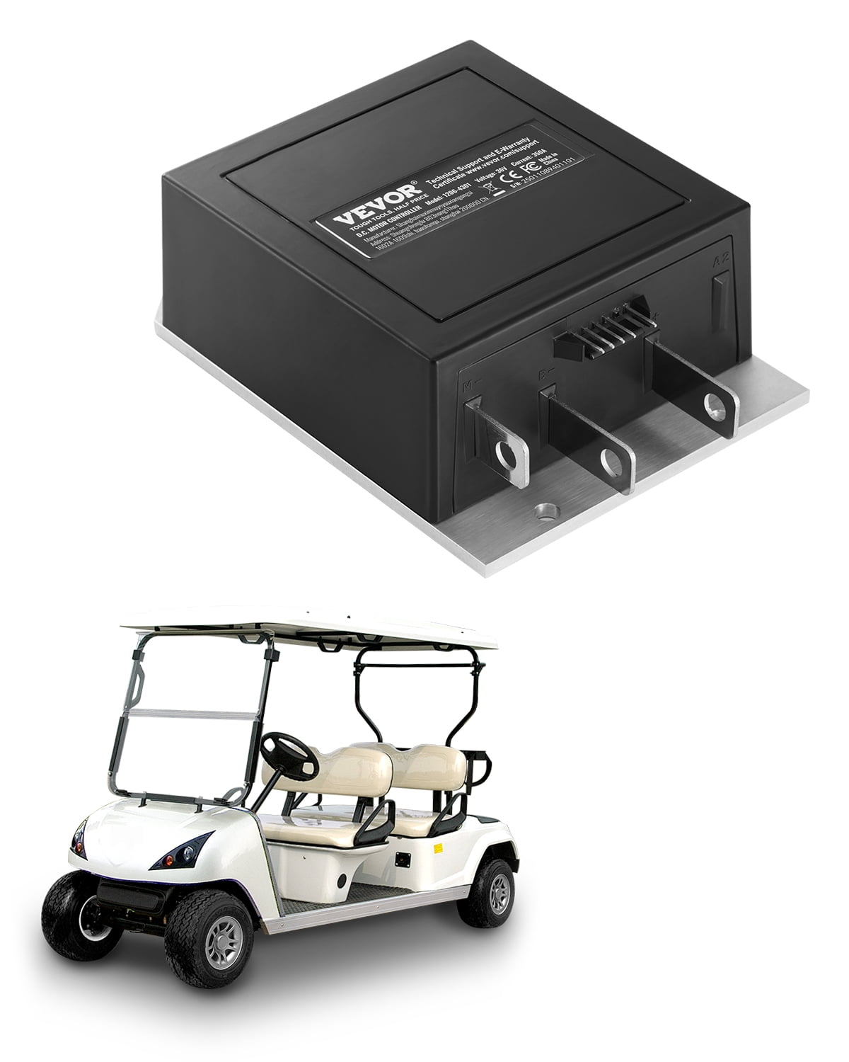 VEVOR Golf Cart Speed Controller, 36V and 350A, DC Motor Controller Replacement for 1994-2019 EZGO Golf Carts, IP65 Rated Protection, Aluminum Alloy & ABS Housing, Compatible with 1206-4301 Models