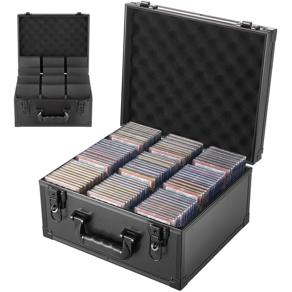 VEVOR Graded Card Case 3 Row 180 PSA Slab Storage Box with Mechanical Lock, Baseball Sports Trading Cards Holder Collector with 12 Dividers, Holds 120 SGC 100 BGS 520 Top Loaders & 999+ Loose Cards