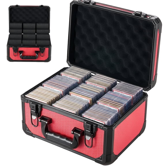 VEVOR Graded Card Case 3 Row 96 PSA Slab Storage Box with Secure Lock, Baseball Sports Trading Cards Holder Collector with 12 Dividers, Key, Holds 76 SGC 68 BGS 348 Top Loaders and 999+ Loose Cards