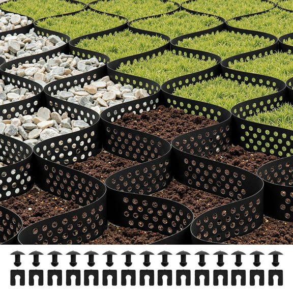 VEVOR Gravel Grid, 3 Inch Depth, 17.06 x 8.86 FT / 5200 x 2700 mm, 1880 LBS Per Sq ft Grass Ground Retainer, Permeable Geo Grids Driveway Stabilization, for Garden, Patio, Walkway, RV Parking Slopes