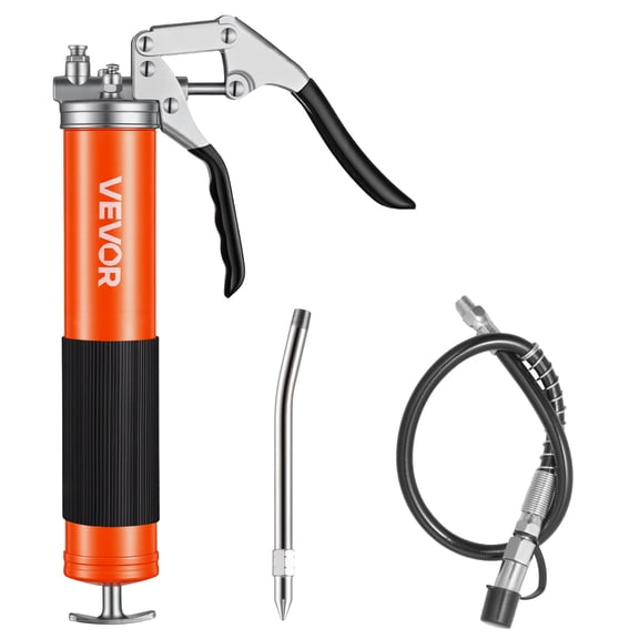 VEVOR Grease Gun, 8000 PSI High Pressure, Heavy Duty Pistol Grip Grease Gun Kit with 14 oz Capacity, Includes 18-Inch Flex Hose, 1 Extension Rigid Pipe and 1 Sharp Type Nozzle for Automotive, Marine