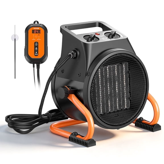 VEVOR Greenhouse Heater, 1500W Electric PTC Space Heater with Thermostat, Fan, Low & High Heat Modes, 15 Adjustable Angle, Overheat Protection, for Grow Tent, Greenhouse, Flower Room, Home Office