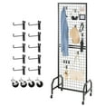 thumbnail image 1 of VEVOR Grid Wall Panel, 1.9 x 5.4 ft Wire Grid Panels Display Rack, Movable Art Display Shelf with Wheels and 10 Hooks, Black Carbon Steel Gridwall for Craft Show, Decoration, Storage, Notice Board, 1 of 10