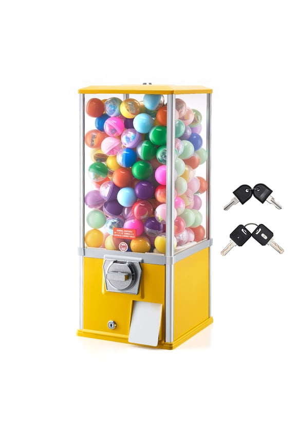 Gumball Machine, 25 inch Height Candy Vending Machine Dispenser, 25-Cent Vending Machines for Shopping Malls, Supermarkets, Amusement Parks, Arcades, Holds Up to 230 1.77 inch Spherical Candies