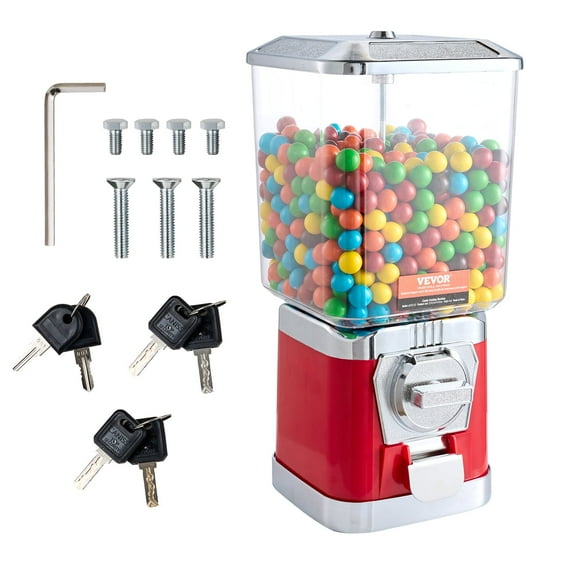 VEVOR Gumball Machine for Kids, 17"H Home Candy Vending Machine, PC Gumball Dispenser, Bubble Gum Machine for Game Stores, Coin Operated Gumball Bank