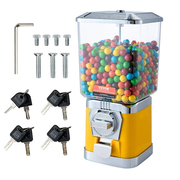 VEVOR Gumball Machine for Kids, 17"H Home Candy Vending Machine, PC Gumball Dispenser, Bubble Gum Machine for Game Stores, Coin Operated Gumball Bank