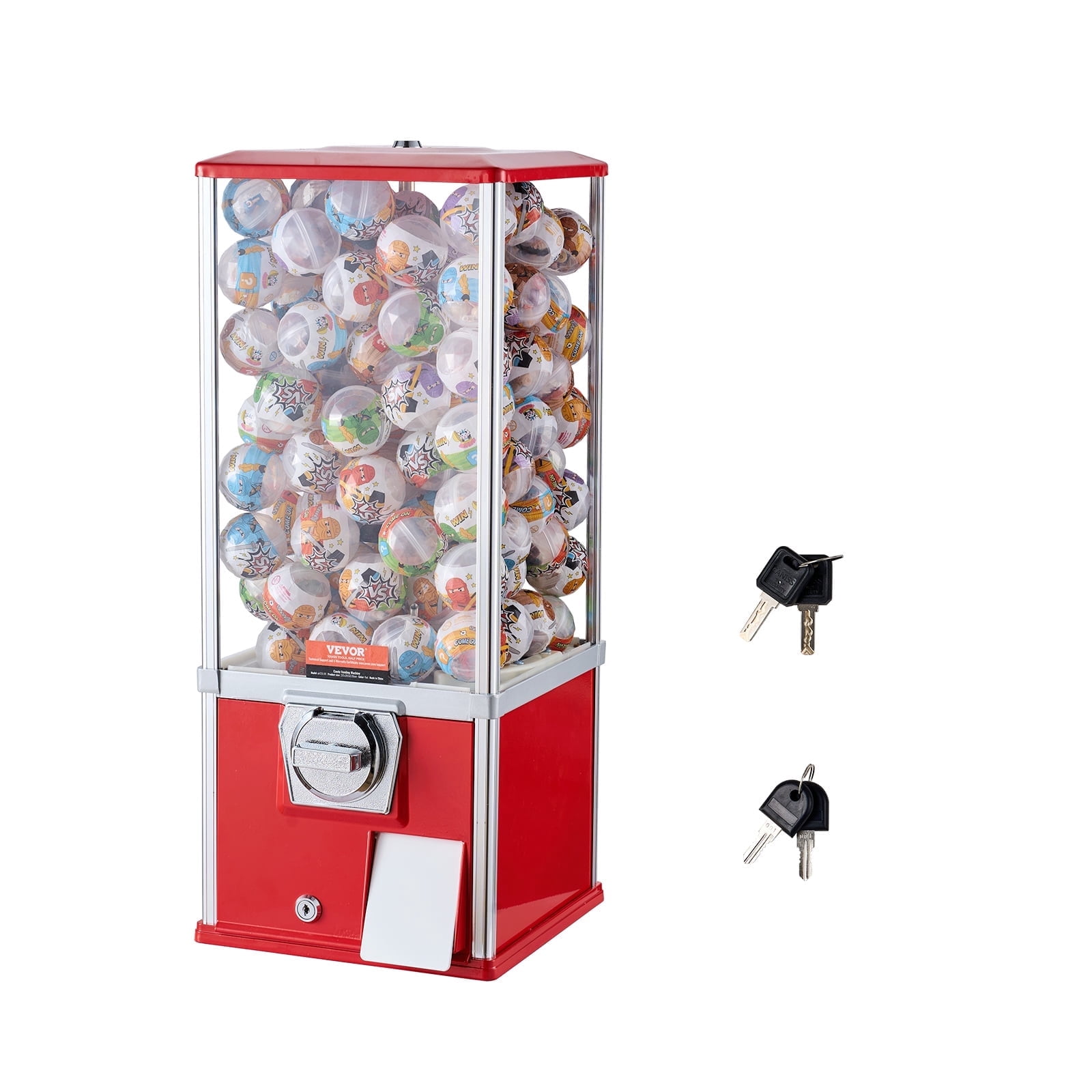VEVOR Gumball Machine for Kids, 25" Height Home Vending Machine, PS Bouncy Balls Dispenser, Hold 230 Capsule Toys, Rectangle Bubble Gum Machine