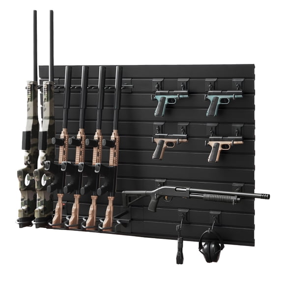 VEVOR Gun Rack, Wall Mount, Heavy-Duty Steel Tactical Rifle Carbine Shotgun Handgun Storage Rack, Securely Holds up to 6 Rifles and 6 Pistols, Modular Firearms Gun Wall Gear Accessories Organizer